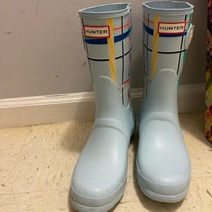 Hunter baby blue rain boots size 8